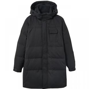 流石男装冬装连帽中长款高个子羽绒服男士冬季保暖白鸭绒外套加厚