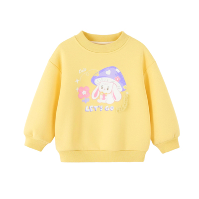 女童冬季加绒卫衣女孩冬款加厚休闲长袖儿童休闲圆领简约冬装上衣