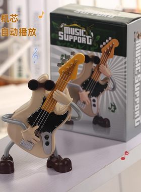 摇摆吉他新款吉他公仔音乐盒摆件节日自动批发八音盒摇摆礼品桌面