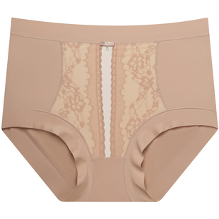 高腰蕾丝内裤女士收腹收小肚子性感提臀底裤衩抗菌法式绝美短裤头