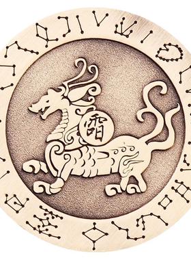 道家法器摆件纯黄铜四大神兽铜钱