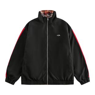 阿于呆春秋美式潮牌两面穿立领夹克男宽松复古街头高级中性外套女