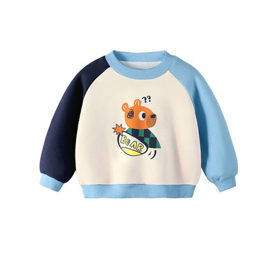 男童圆领卫衣冬季男孩加绒加厚冬装小宝宝冬款保暖套头衫儿童童装