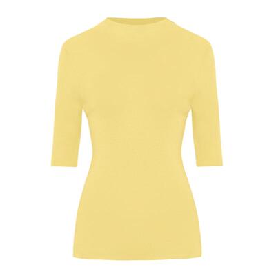 DPLAY【惠品】新款黄色上衣女多巴胺针织衫修身打底衫2026春季