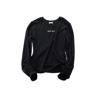 晶咕白标DADATATA【空气糯】简约风胸前字母刺绣合身版羊毛T恤女