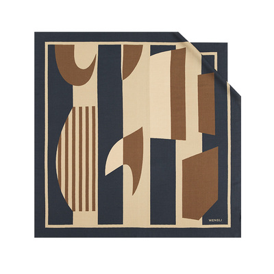 万事利秋冬新款丝羊毛围巾真丝绵羊毛保暖双面印花围巾-曲的圣礼