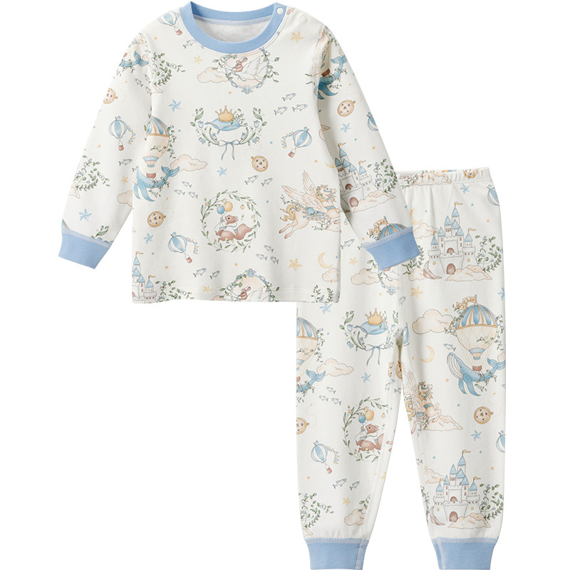 威尔贝鲁儿童内衣套装秋冬宝宝睡衣纯棉秋衣秋裤男女童保暖家居服