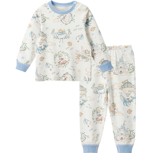 威尔贝鲁儿童内衣套装秋冬宝宝睡衣纯棉秋衣秋裤男女童保暖家居服