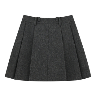 【西堤】高端精仿羊毛呢 时髦造型感显瘦百褶半身毛呢短裙-FW1330