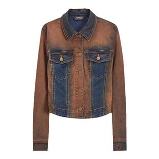 Ed Hardy埃德哈迪秋季新款翻领直身短版女士牛仔夹克衫外套