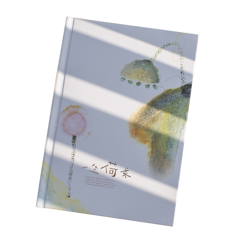 荷花彩页加厚韩式笔记 唯美清新插画手账 日记本创意硬面本子礼品