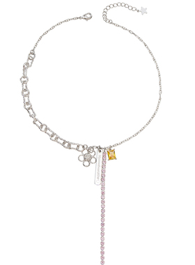 原创闪光花花宝石吊坠链