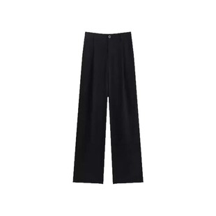 大码黑色垂感西装裤女款春季胖mm显瘦裤子梨型身材粗腿宽胯阔腿裤