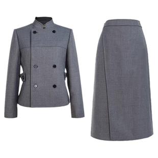 春秋新款国风绵羊毛气质高级收腰显瘦立领职业通勤百搭西服女套装