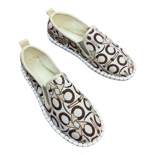 冬季男鞋中国风老北京棉鞋一脚蹬花布鞋百搭休闲懒人加绒加厚男女