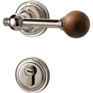 嘉森堡卧室房门锁中古风胡桃木复古门把手室内房间静音磁吸木门锁