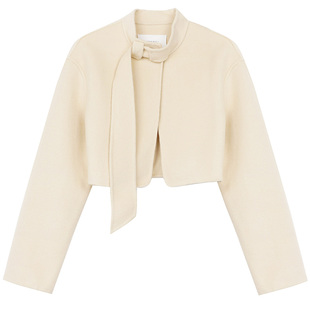 SourceWithU朱莉亚 法式全手工羊毛双面尼短款毛呢外套女大衣半裙