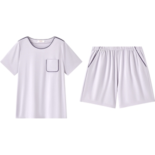 周末|曼妮芬春夏女士舒适圆领家居服液氨棉短袖睡衣可外穿套装