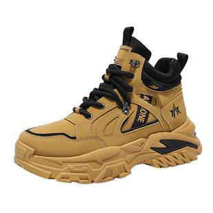 高帮男鞋冬季加绒棉鞋工地干活防滑耐磨劳保鞋户外运动登山马丁靴