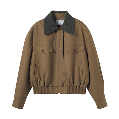 三所vintage羊毛可拆卸短外套