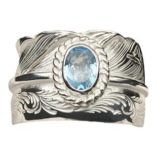 银创鹫见太郎托帕石唐草戒指s925纯银手工定制情侣对戒银饰男指环