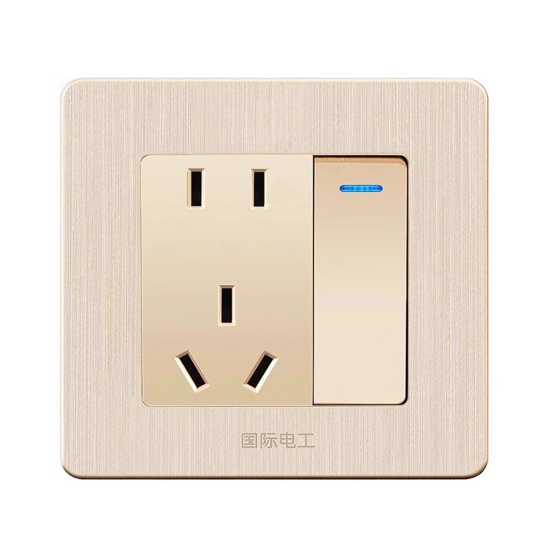 国际电工86型墙壁暗装金色开关