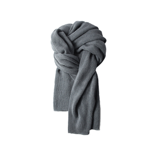 围巾男士秋冬季韩版百搭围脖毛线学生针织潮流生日礼物个性潮牌灰