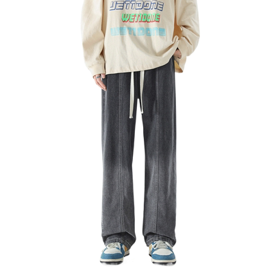 渐变色牛仔裤男直筒宽松阔腿裤