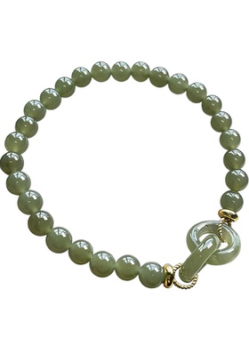 琳琯瑛和田玉青黄口环环相扣手串