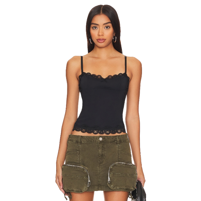 我只吃7分饱同款 LIONESS背心吊带黑色性感辣妹风紧身内衣REVOLVE