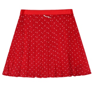 落落狷介 红色百褶裙半身裙女2025新款碎花A字裙小个子短裙设计感