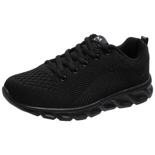 全黑色运动鞋女款轻便软底防滑工作鞋不累脚加绒休闲鞋老北京布鞋