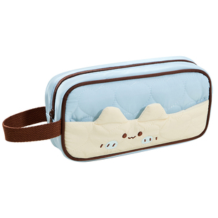 泡芙小猫笔袋高颜值ins风女生2025新款学生文具盒简约大容量小众铅笔盒可爱撞色多巴胺小清新多功能文具袋