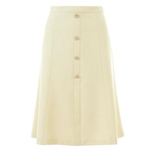 LIME莱茵职业通勤高腰显瘦半裙米黄色春夏新款女A 字型气质裙