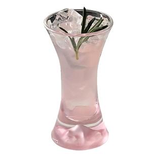 高颜值粉色收腰观山杯ins玻璃杯鸡尾酒杯香槟杯家用果汁杯冷饮杯