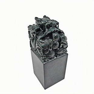 精工泰山墨玉五龙玉玺玉印摆件家居客厅书房办公室装饰商务送礼品