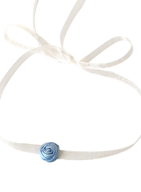 Alice白色丝带花朵设计锁骨链女绑带蝴蝶结防过敏超仙系带choker