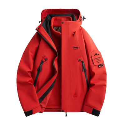 吉普2025新款户外冲锋衣男三合一可拆卸登山服秋冬女外套加绒夹克