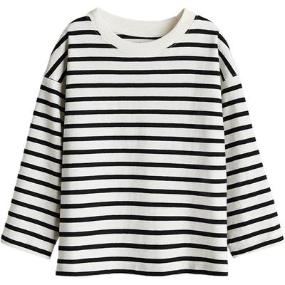 HM童装儿童女童T恤冬季柔软舒适简约打底外穿长袖圆领上衣1246374