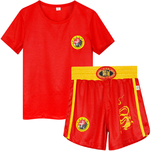 儿童拳击散打服套装专业格斗服男童自由搏击短裤武术泰拳训练服装
