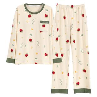 浪莎纯棉睡衣女春秋季2025新款长袖带胸垫可外穿防凸点家居服套装