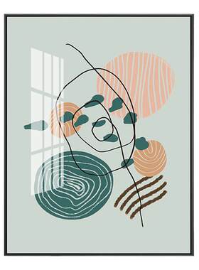 莫兰迪色北欧小清新风餐厅装饰画