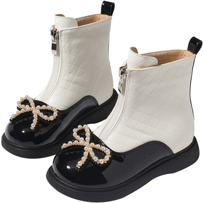 儿童马丁靴拼色时尚女童靴子