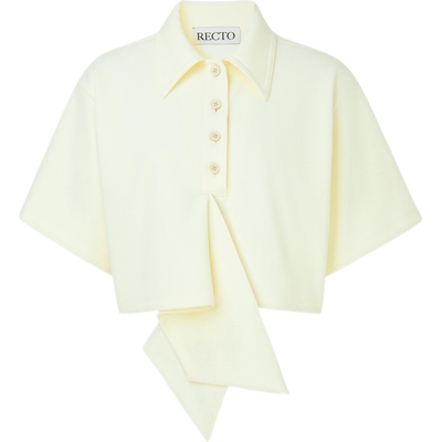 RECTO 春夏女方正宽松垂坠罗纹弹力Polo衫上衣