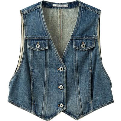 【倪妮同款】播商场同款Lisa Larson联名牛仔马甲女夏BDS2MD2676