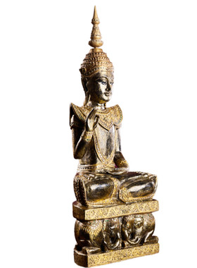 东南亚风金色佛像摆件木质禅意