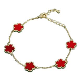 跨境热卖五瓣花五叶草手链女欧美时尚五叶花手链个性简约百搭手饰