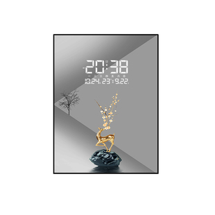 轻奢电表箱装饰画带钟表数字电子钟万年历竖款配电箱盒遮挡挂画钟