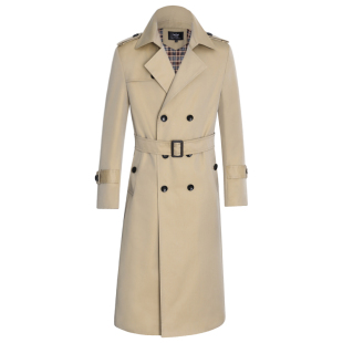 春秋季男装韩版过膝外套超长双排扣大衣英伦中青少年战壕正品风衣