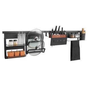 欧琳不锈钢厨房置物架DIY黑色五金挂件挂架打孔壁挂式刀架收纳架